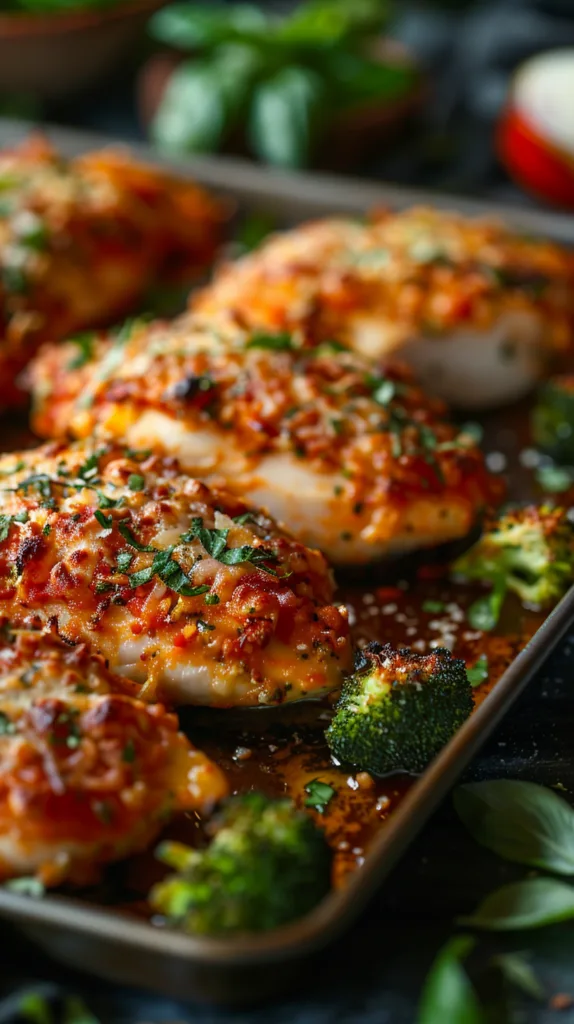 Baked Chicken Parmesan & Broccoli – Sheet Pan