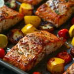 Sheet Pan Honey Garlic Salmon and Roasted Vegetables