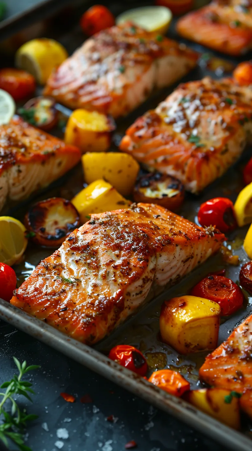 Sheet Pan Honey Garlic Salmon and Roasted Vegetables