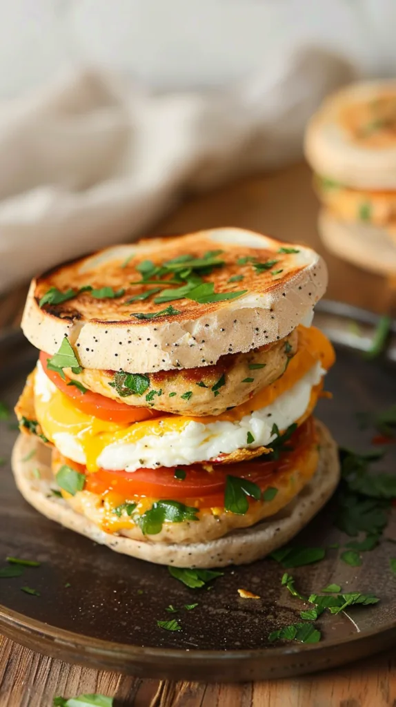 Meal Prep Breakfast Sandwiches with Turkey Sausage