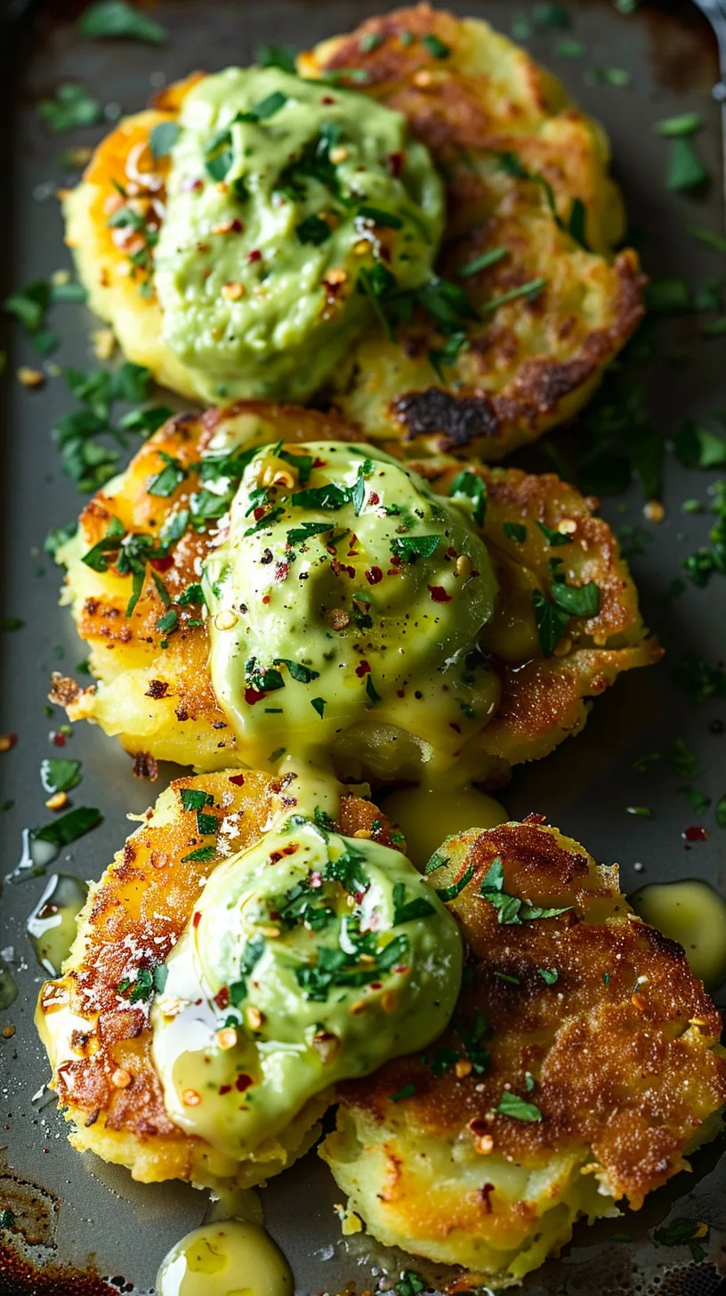 Crispy Smashed Potatoes with Avocado Garlic Aioli