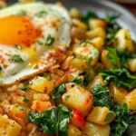 Easy Potato Hash with Spinach and Eggs Recipe