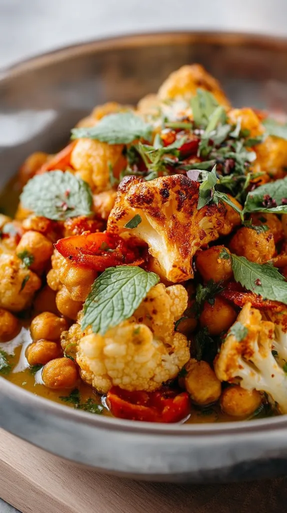 Indian-Spiced Cauliflower and Chickpea Stew