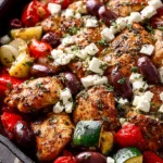 Greek Chicken and Vegetable Skillet with Olives and Feta