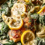 Lemon Butter Spinach and Artichoke Chicken