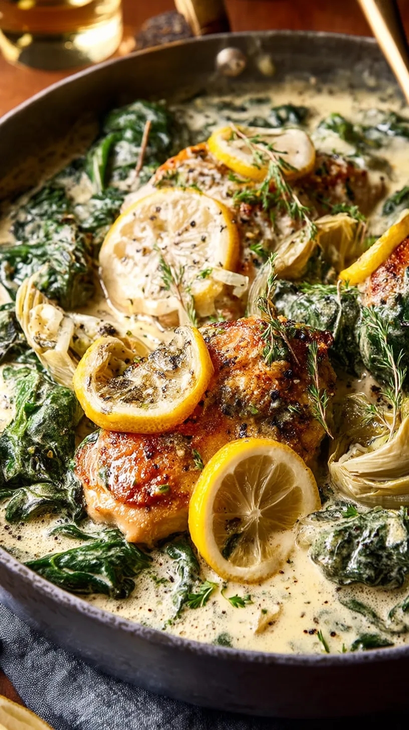 Lemon Butter Spinach and Artichoke Chicken