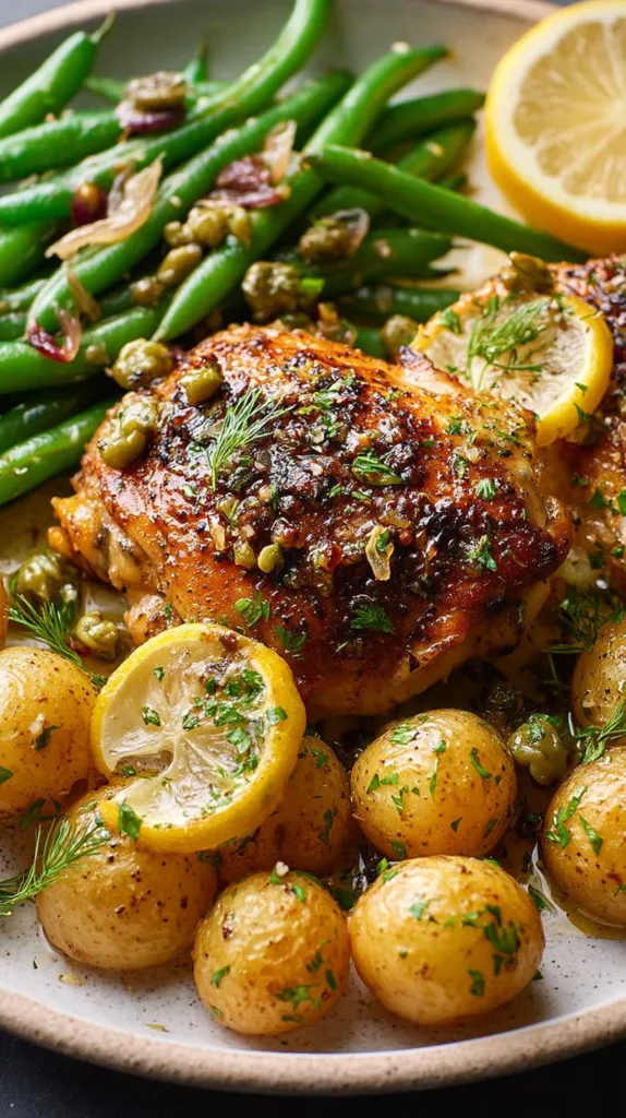 Sheet Pan Lemony Chicken With Potatoes and Green Beans