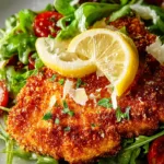 Panko Parmesan Crusted Chicken with Arugula Salad
