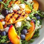 Grilled Peach, Blueberry, and Goat Cheese Arugula Salad