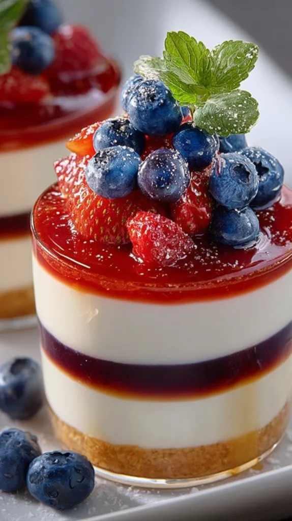 Patriotic Layered Panna Cotta Mousse Dessert Recipe