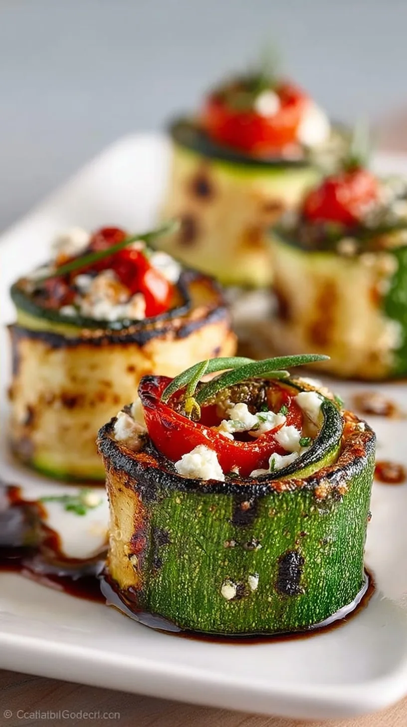 Grilled Zucchini Rolls with Goat Cheese Recipe