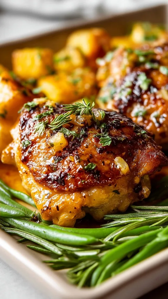 Garlic Butter Chicken Thighs and Roasted Potatoes