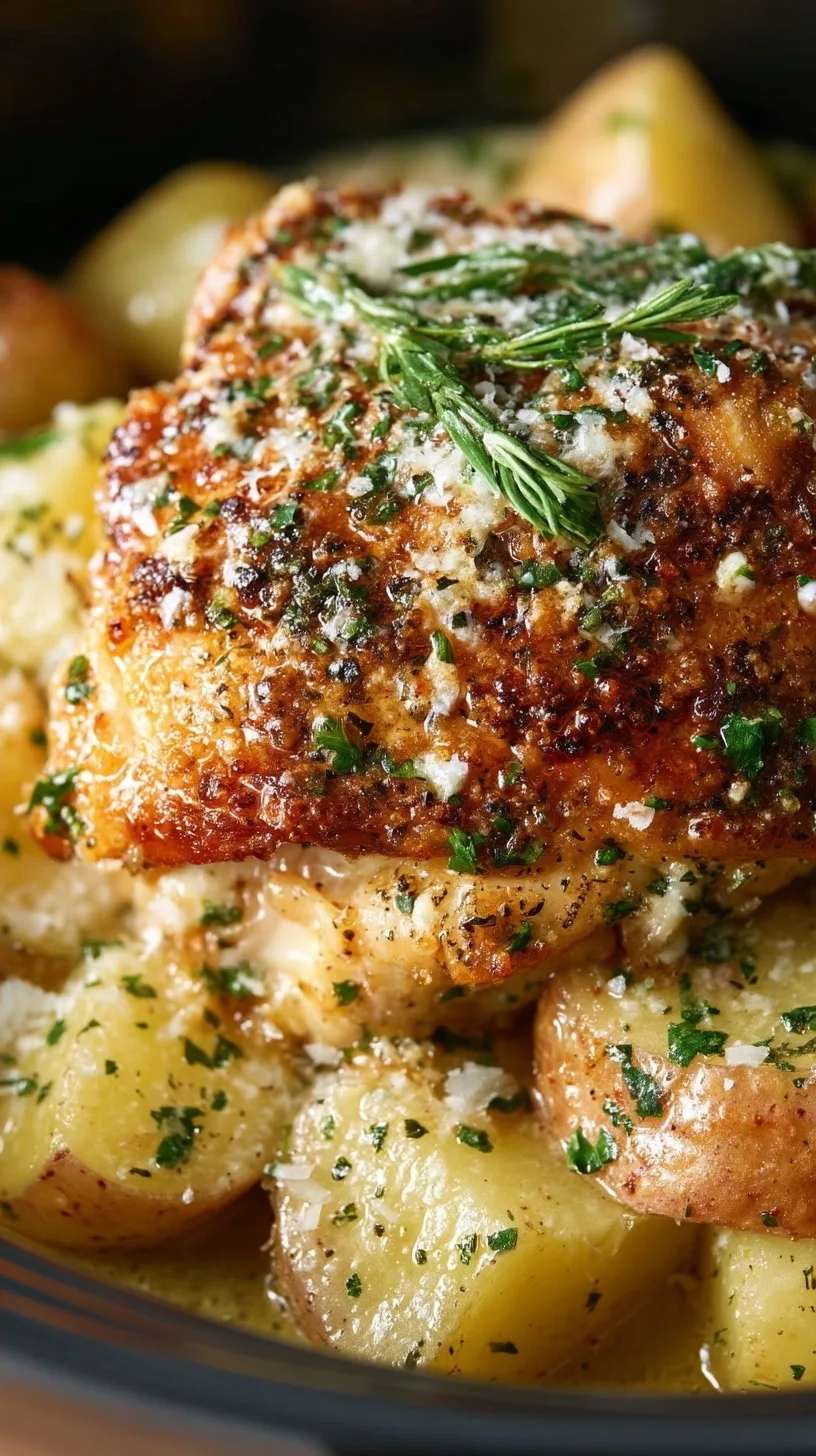 Slow Cooker Garlic Parmesan Chicken and Potatoes