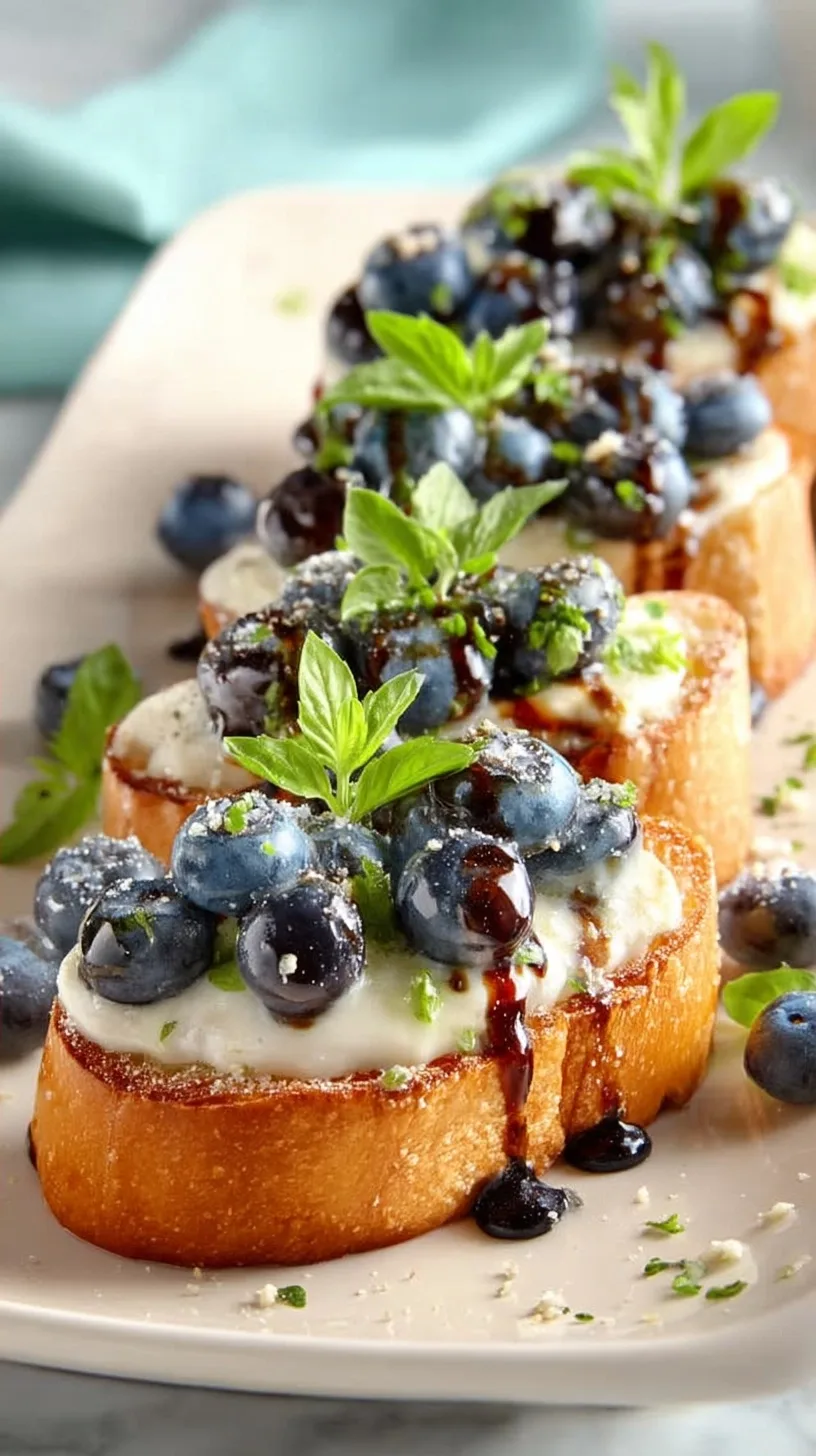 Blueberry Basil Bruschetta with Creamy Goat Cheese