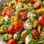 Pesto Pasta Salad with Tomatoes & Mozzarella