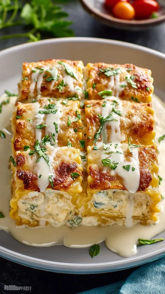 Chicken Alfredo Lasagna Rolls Recipe