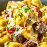 Crock Pot Cheesesteak Tortellini