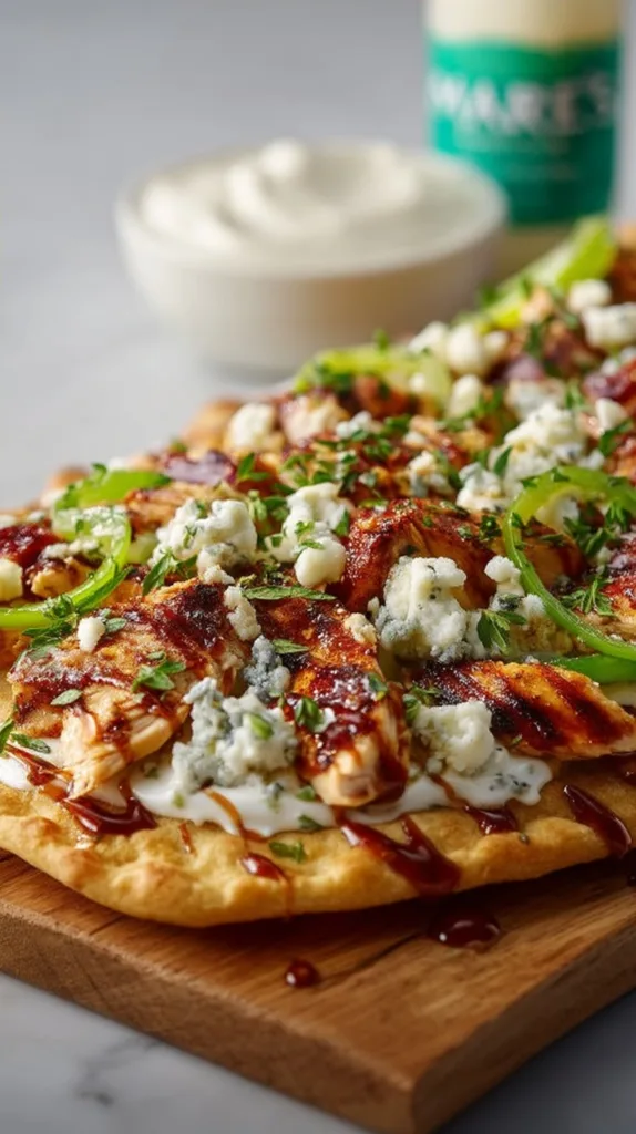 BBQ & Blue Cheese Chicken Flatbreads Recipe