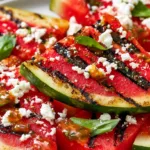 Easy Grilled Watermelon with Feta and Honey Lemon Glaze