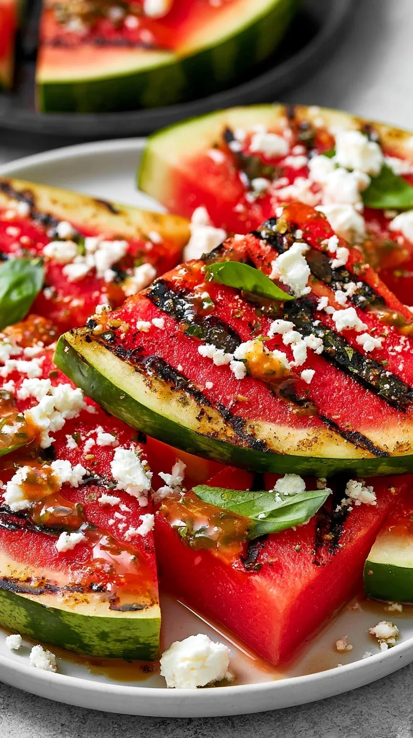 Easy Grilled Watermelon with Feta and Honey Lemon Glaze