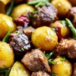 Slow Cooker Garlic Butter Beef Bites and Potatoes