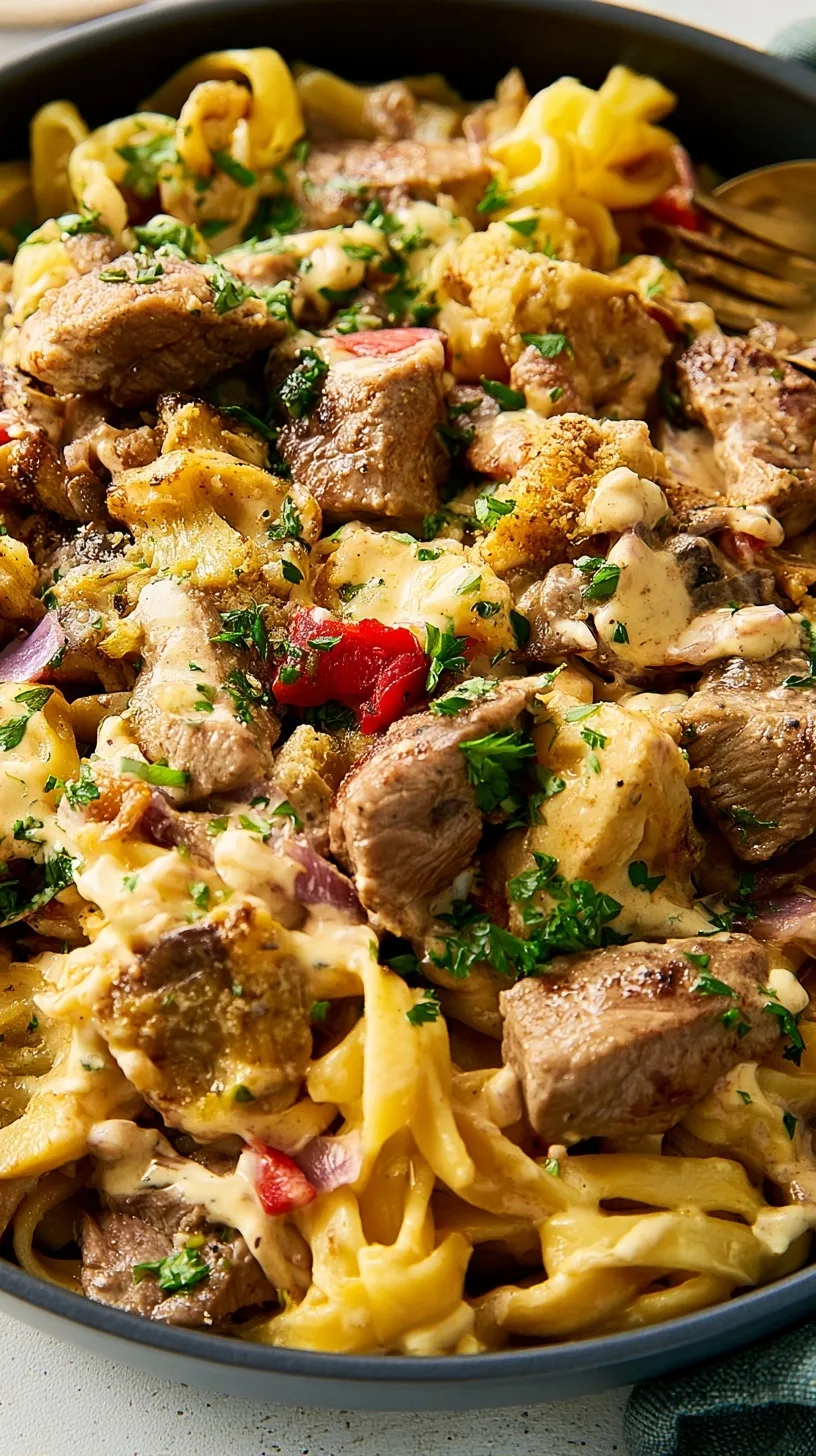 Cajun Steak Tips Pasta Recipe with Creamy Sauce