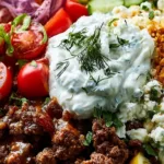Greek Ground Beef Bowl with Tzatziki Recipe