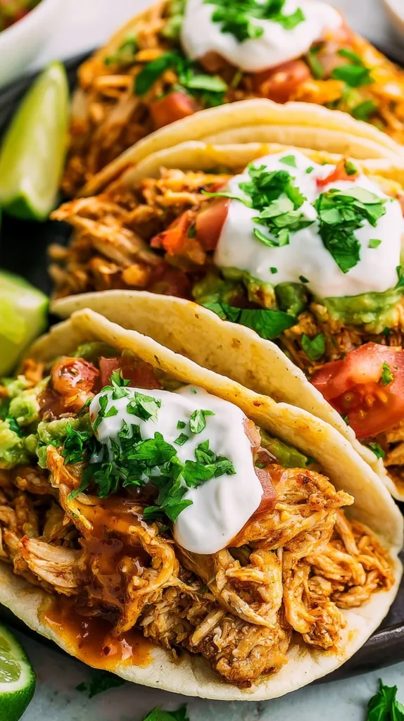 Easy Shredded Chicken Tacos with Homemade Salsa Sauce