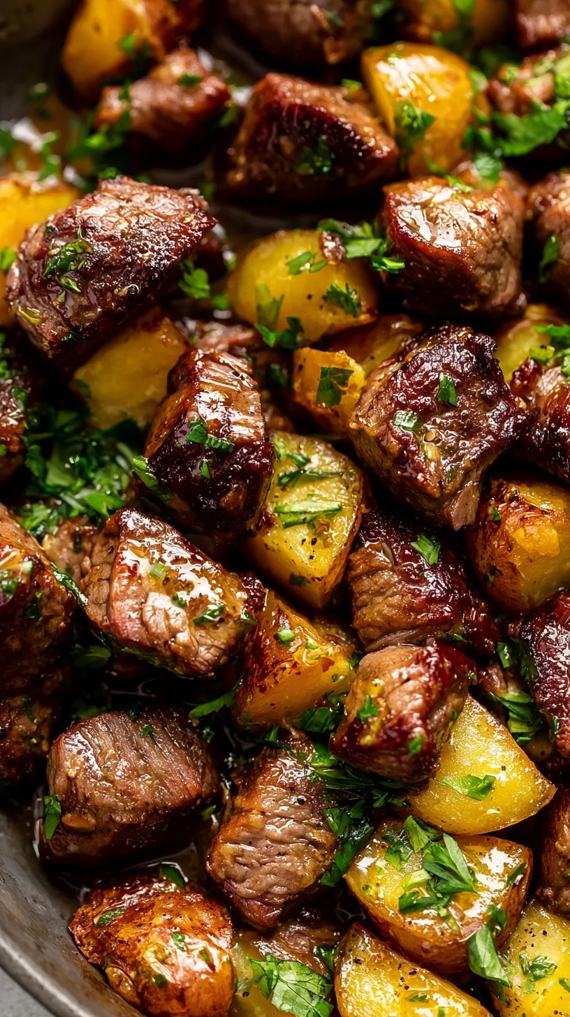 Garlic Butter Steak Bites and Potatoes Recipe