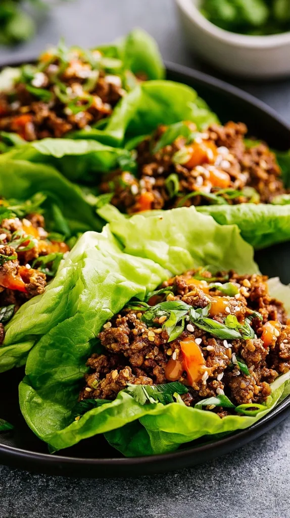 Asian-Style Ground Beef Lettuce Wraps