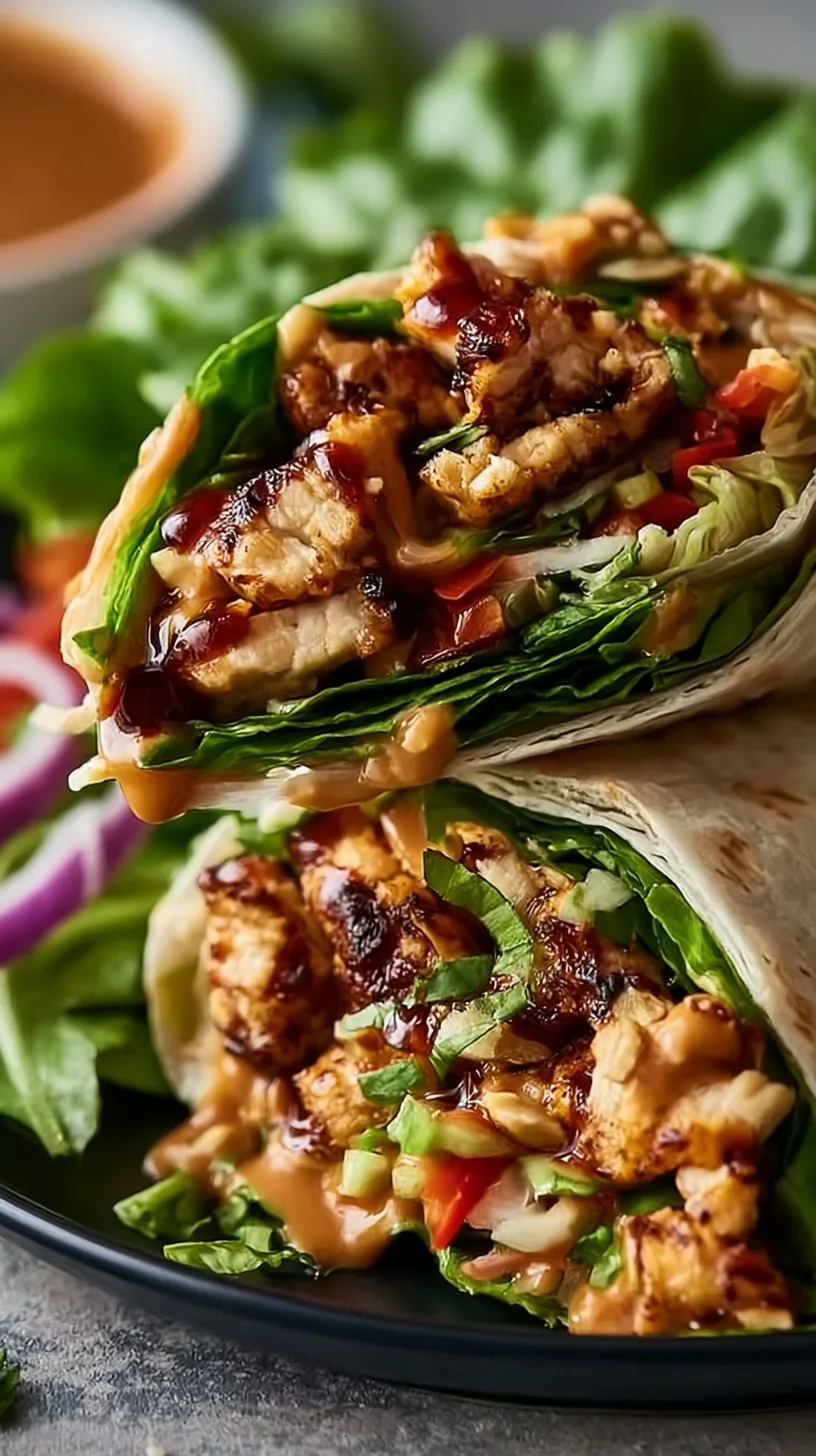 Thai Peanut Chicken Wraps with Savory Ginger Sauce