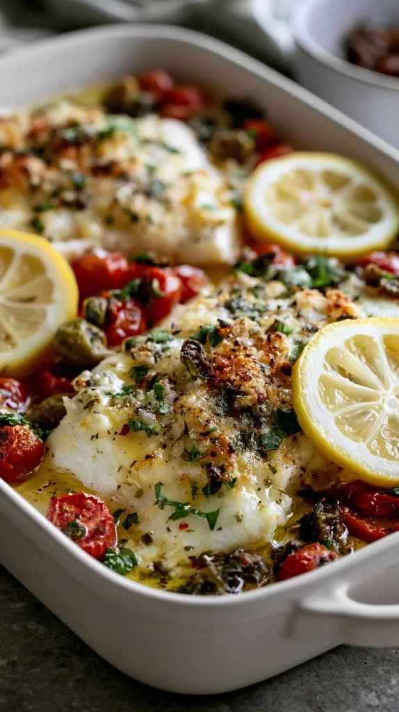 Mediterranean Fish Bake with Garlic and Tomatoes