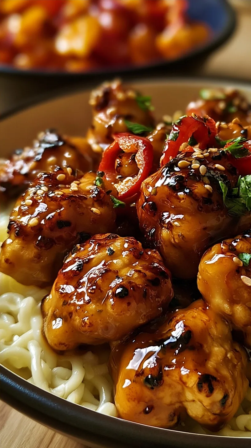 Sweet and Spicy Honey Pepper Chicken with Macaroni
