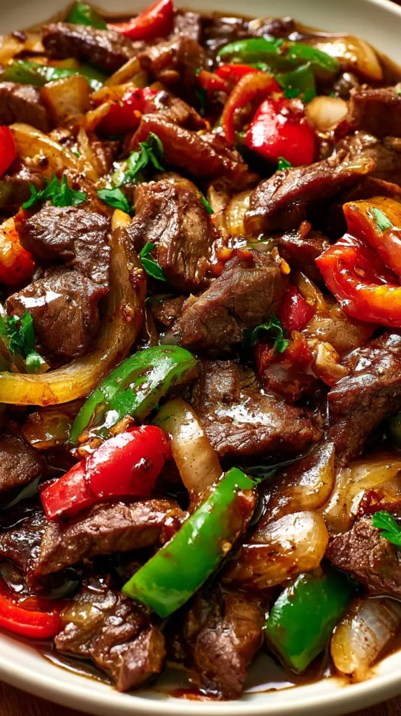 Pepper Steak with Bell Peppers and Onion Recipe
