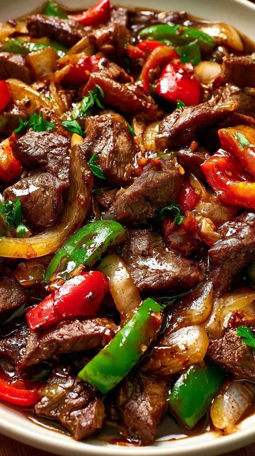 Pepper Steak with Bell Peppers and Onion Recipe