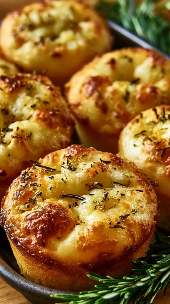 Golden Crust Garlic Rosemary Focaccia Muffins Recipe