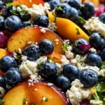 Blueberry Peach Feta Salad with Lemon Honey Vinaigrette