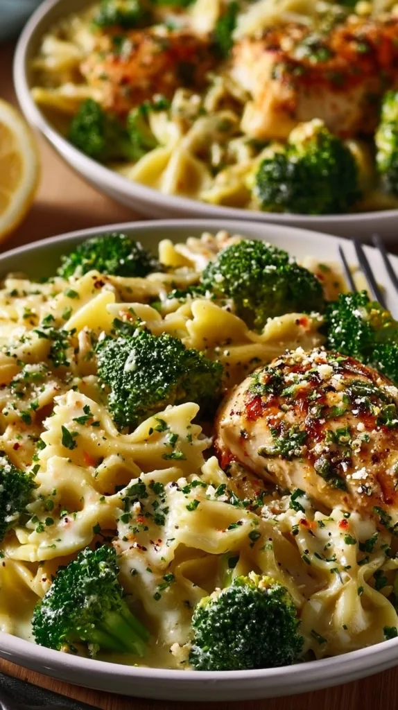 Cowboy Butter Lemon Bowtie Chicken with Broccoli