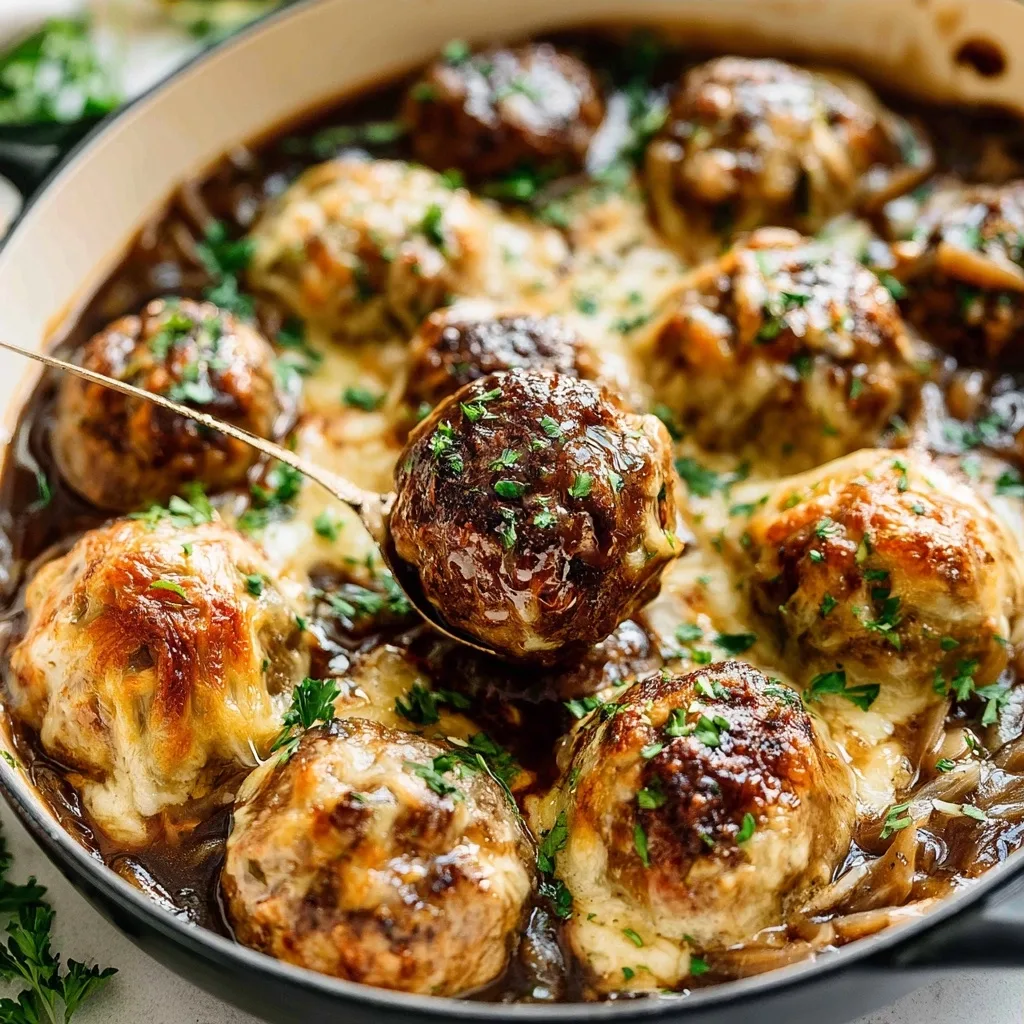 French Onion Meatballs with Savory Gravy
