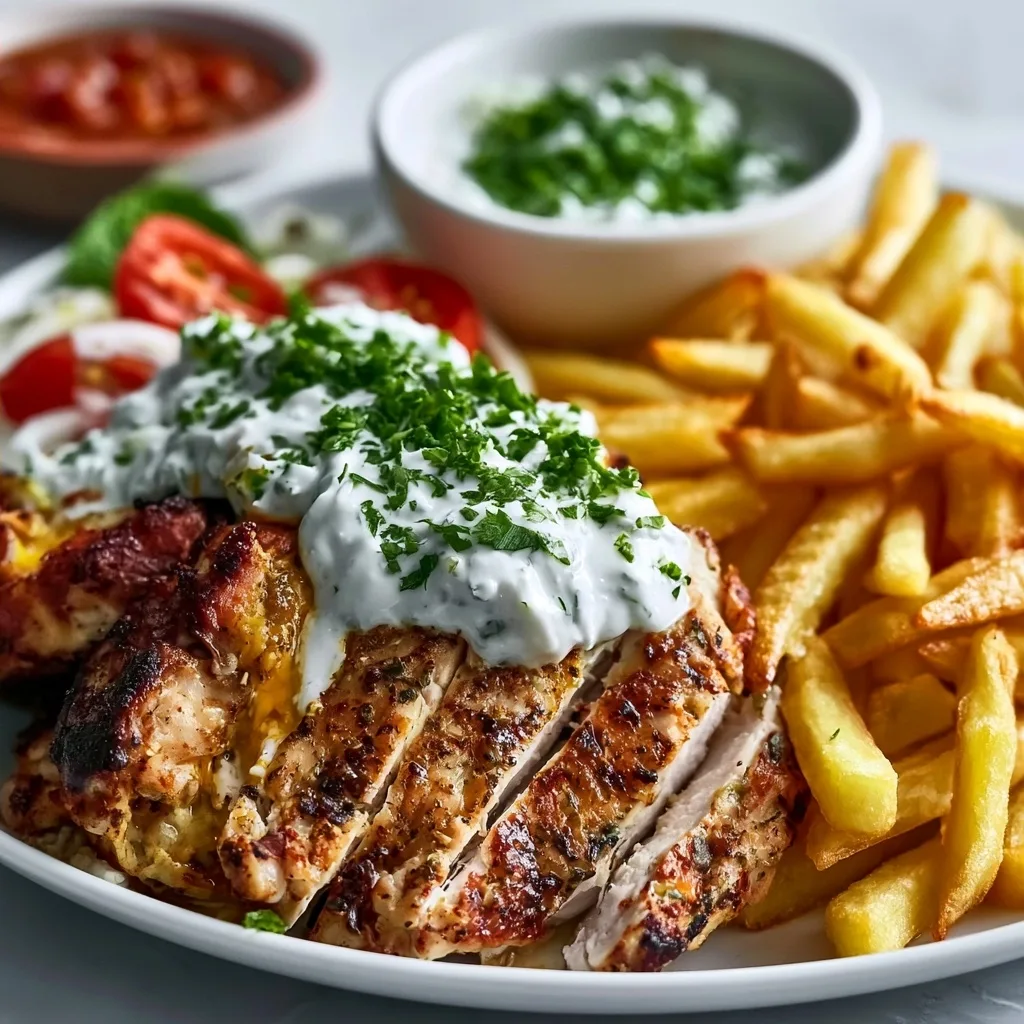 Greek Style Chicken Plate with Tzatziki & Fries
