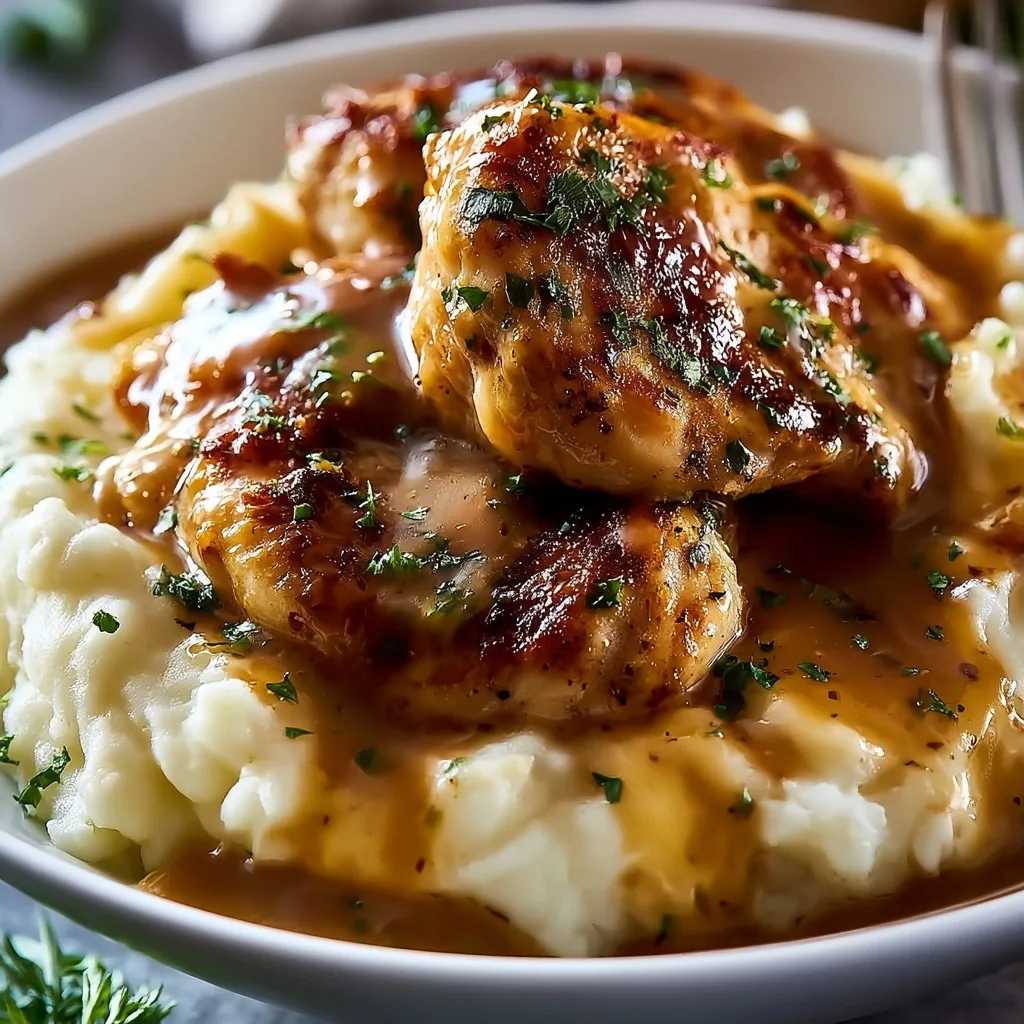 Chicken Garlic Gravy Cheesy Mashed Potatoes Easy Recipe