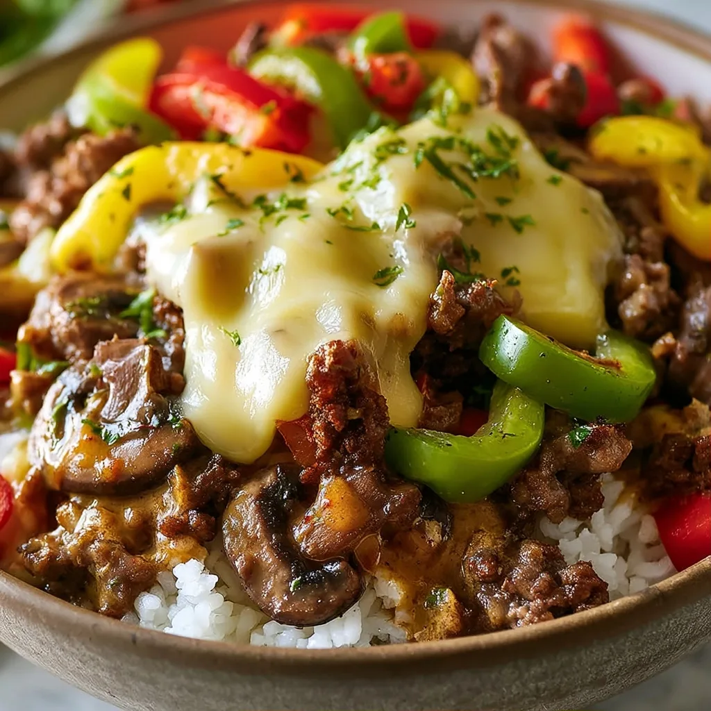 Ground Beef Philly Cheesesteak Bowl Recipe