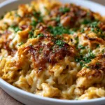 French Onion Chicken Orzo Casserole Recipe