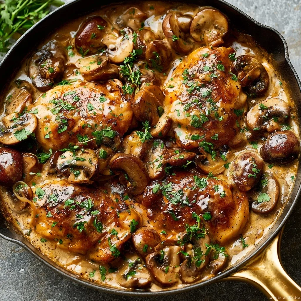 Skillet Chicken and Mushroom Cream Sauce Recipe