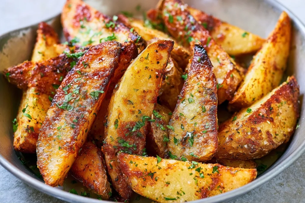 Crispy Garlic Parmesan Potato Wedges Recipe