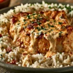 High Protein Creamy Cajun Chicken with Garlic Rice