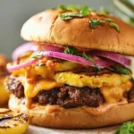 Caribbean Bliss Burger with Sweet-n-Spicy Pineapple