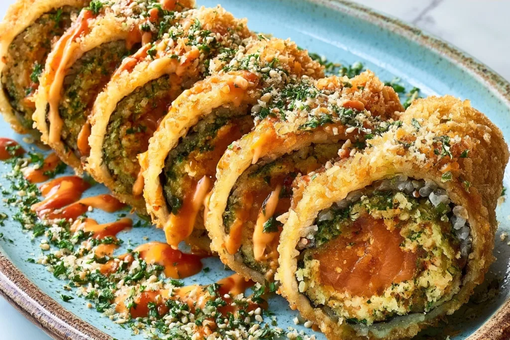 Crunchy Fried Sushi Burrito with Salmon Recipe