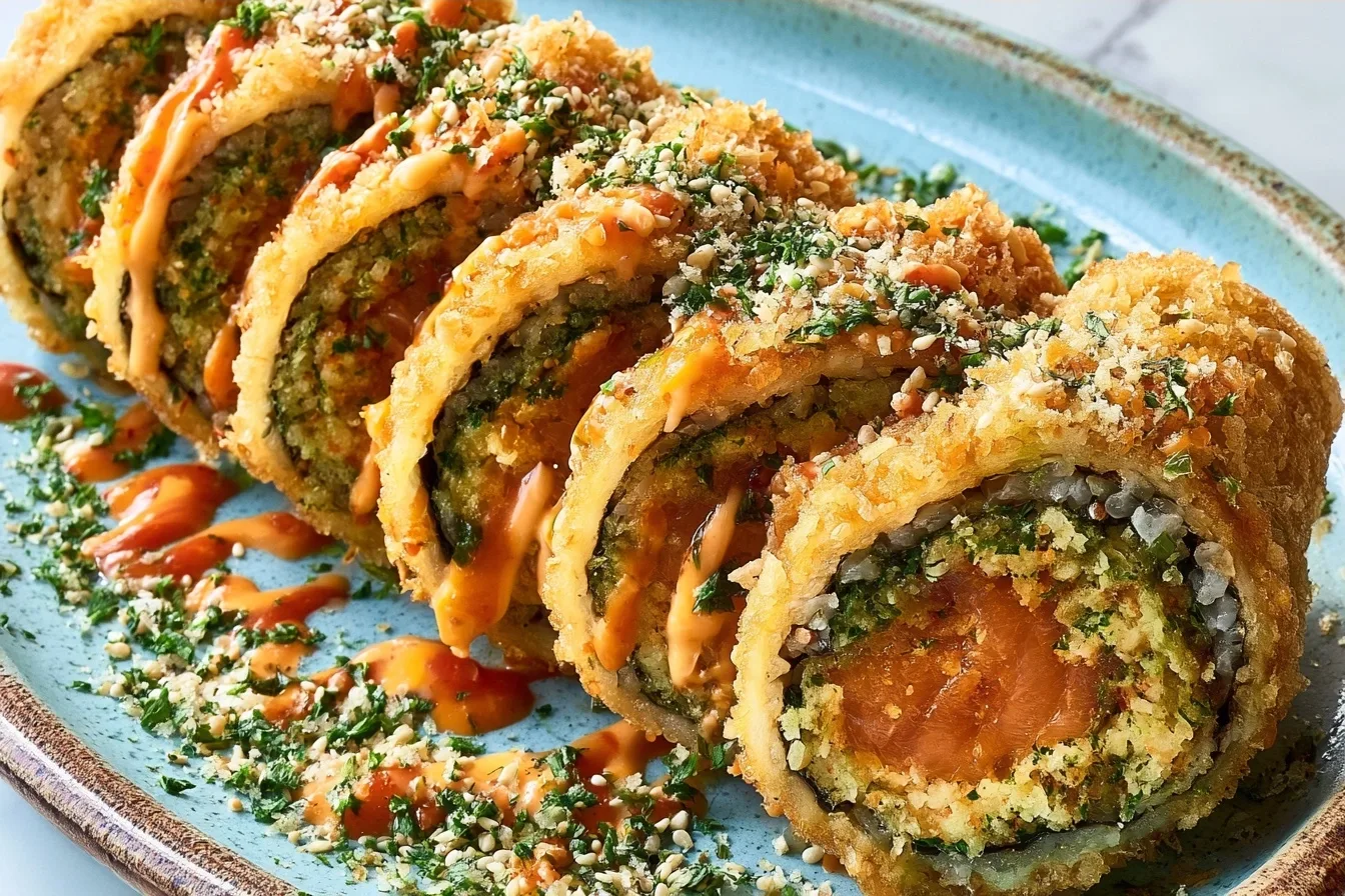 Crunchy Fried Sushi Burrito with Salmon Recipe