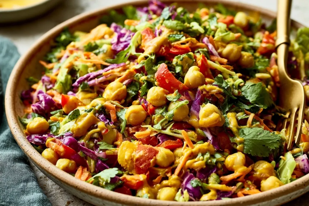 Chopped Thai-Inspired Chickpea Salad with Curry Peanut Dressing